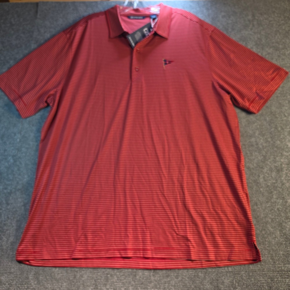 Cutter & Buck Polo Shirt Mens XL Red Striped New DryTec Performance Golf Top